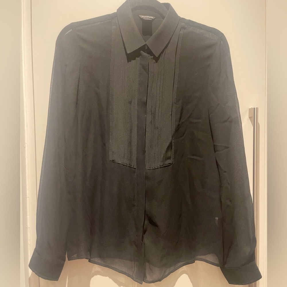 Club Monaco Silk Sheer Tuxedo Blouse